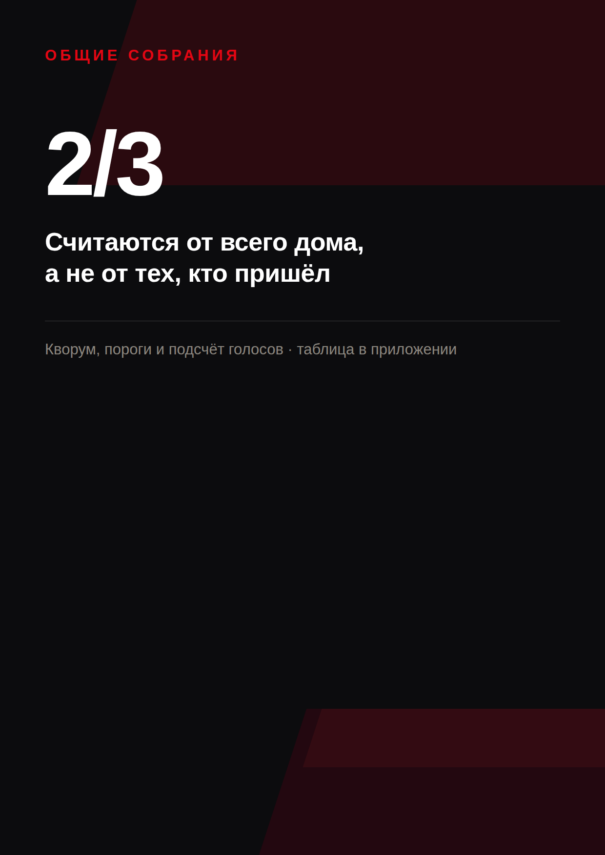 Две трети голосов считаются от всего дома, а не от пришедших